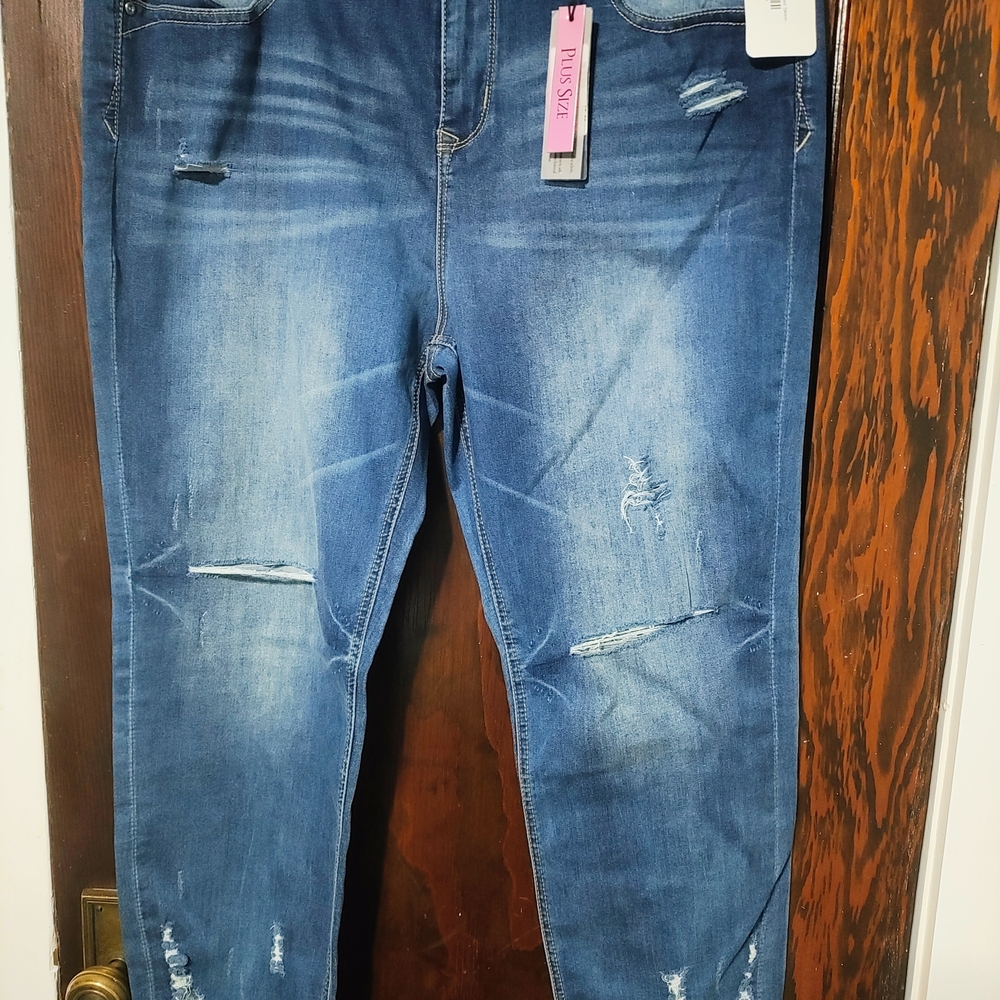 Grace in LA Ripped Blue Skinny Jeans